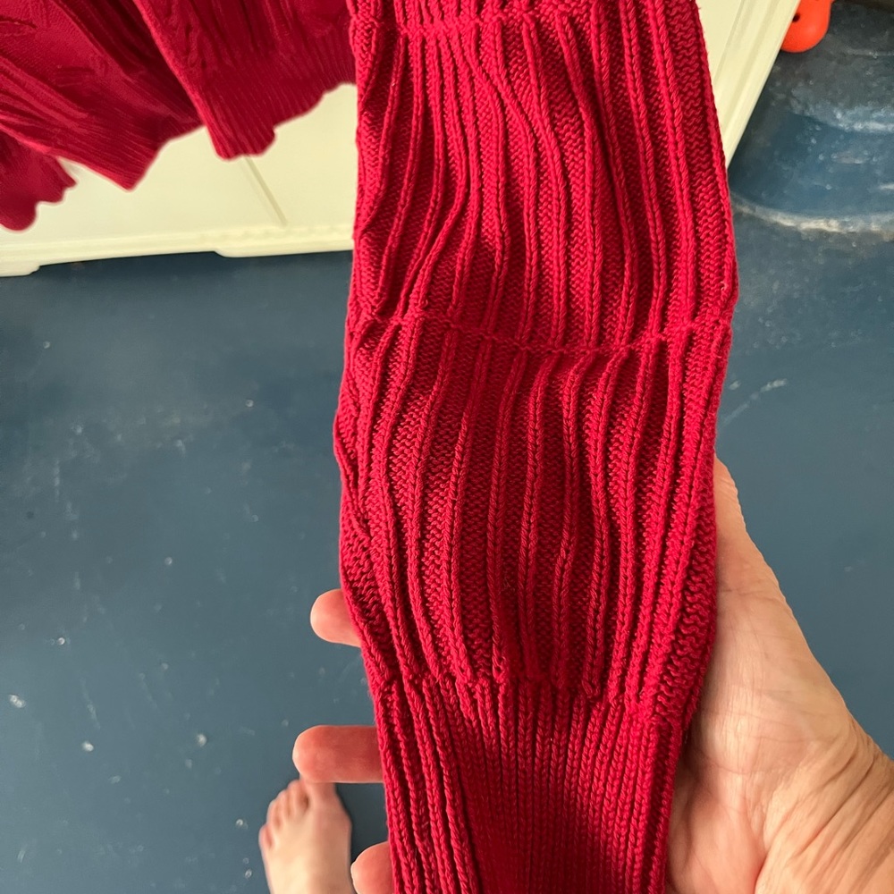 Izod Cable Knit Sweater Maroon 100% Cotton Long Sleeve Crew Neck Men's XL. EUC. - Picture 4 of 6